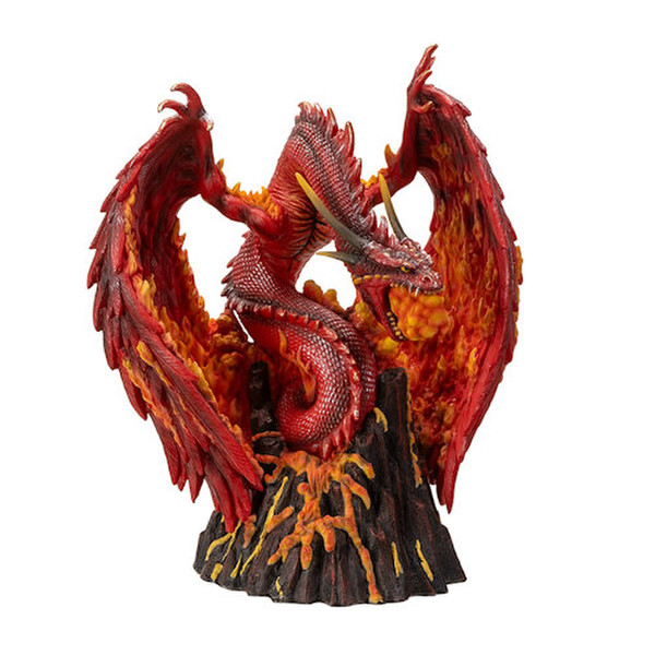 Flame-caster Dragon Fire-Breathing Statue Figurine on Volcano Sculpture
